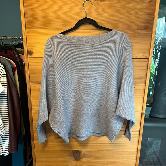 Joan Vass New York Grey Batwing Sleeve Boat Neck Sweater - L - Picture 5 of 8